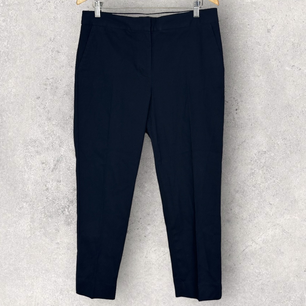 Talbots Cotton Pique Slim Crop Pants Indigo Blue Size 10 High Rise Navy Stretch